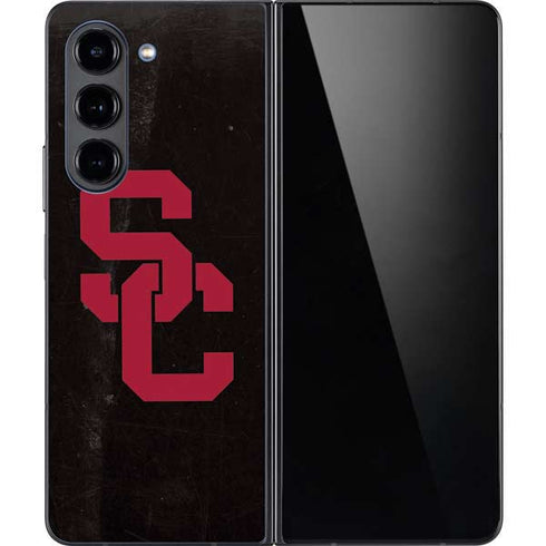 University of Southern California USC Black Distressed Galaxy Z Fold5 5G Skin